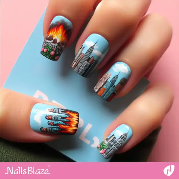 Wildfire Nail Design | Climate Crisis Nails - NB2804